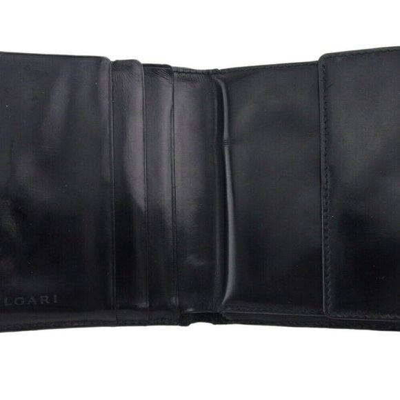 Authentic BVLGARI Two-folded wallet Classico canvas ~ Leather Auth USED - Picture 5 of 8